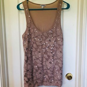 Express - lace with sequin tank top